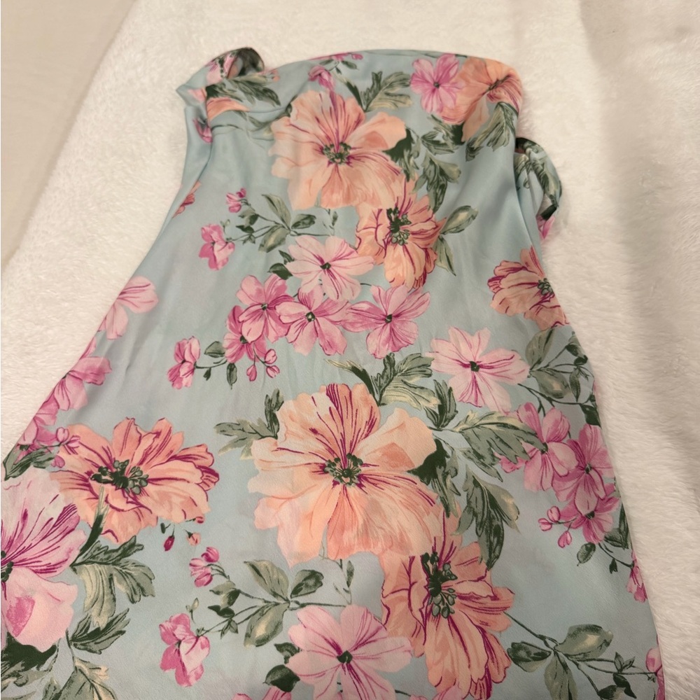 Floral Mini Dress in Blue and Pink